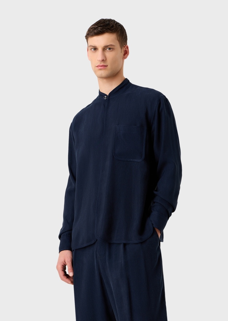 Giorgio Armani 简洁立领贴袋廓形衬衫