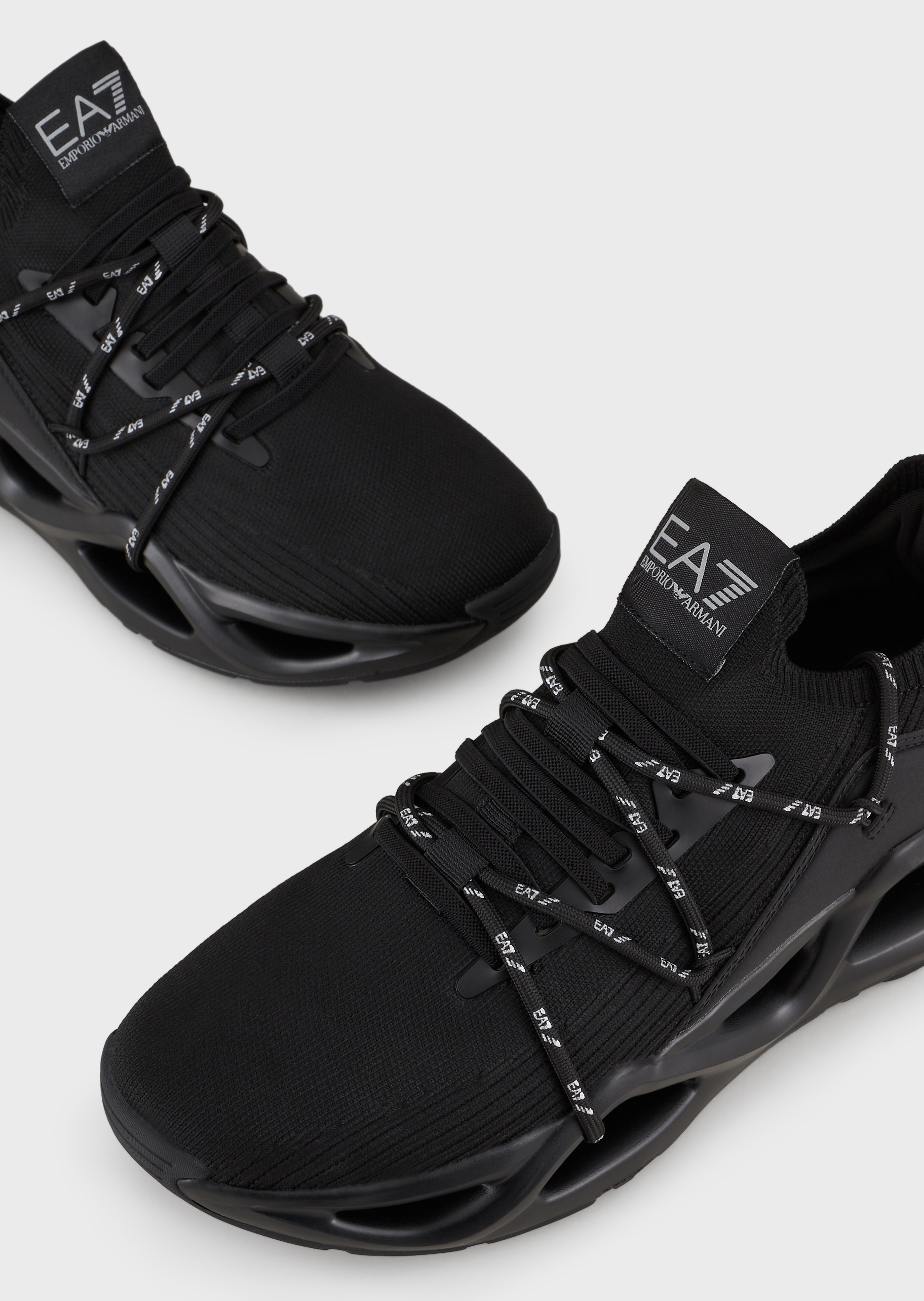 EA7 男女同款双系带低帮镂空底针织休闲运动鞋