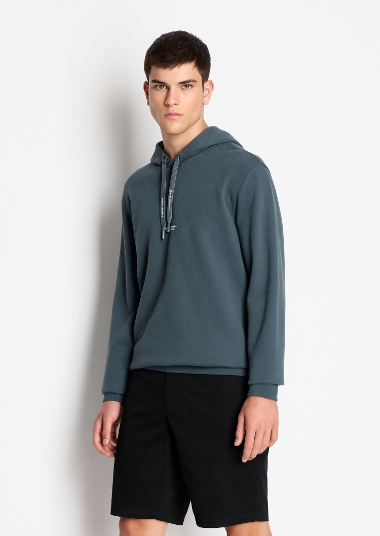 ARMANI EXCHANGE 男士合身全棉抽绳连帽卫衣
