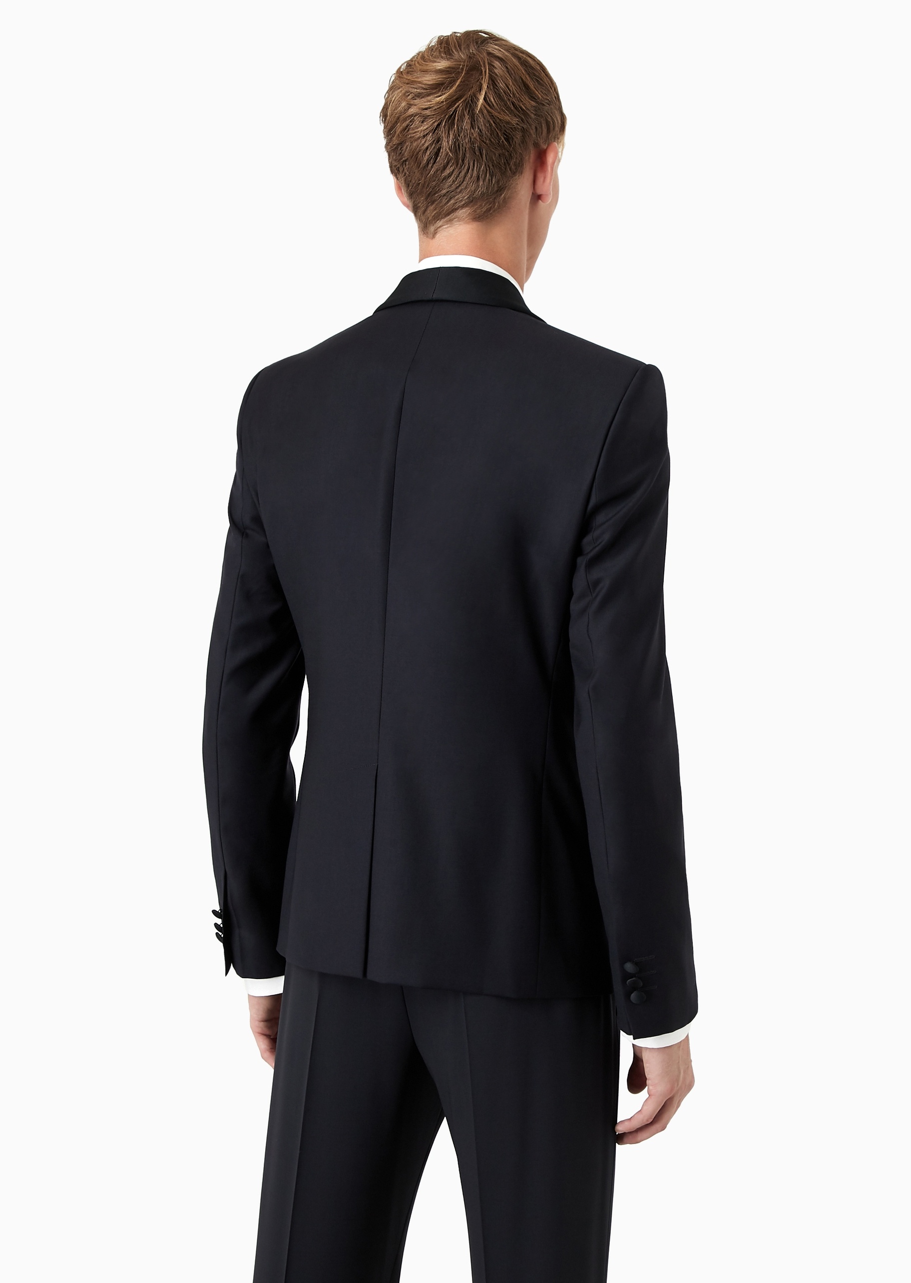 Emporio Armani 男士全绵羊毛合身长袖青果领西装外套