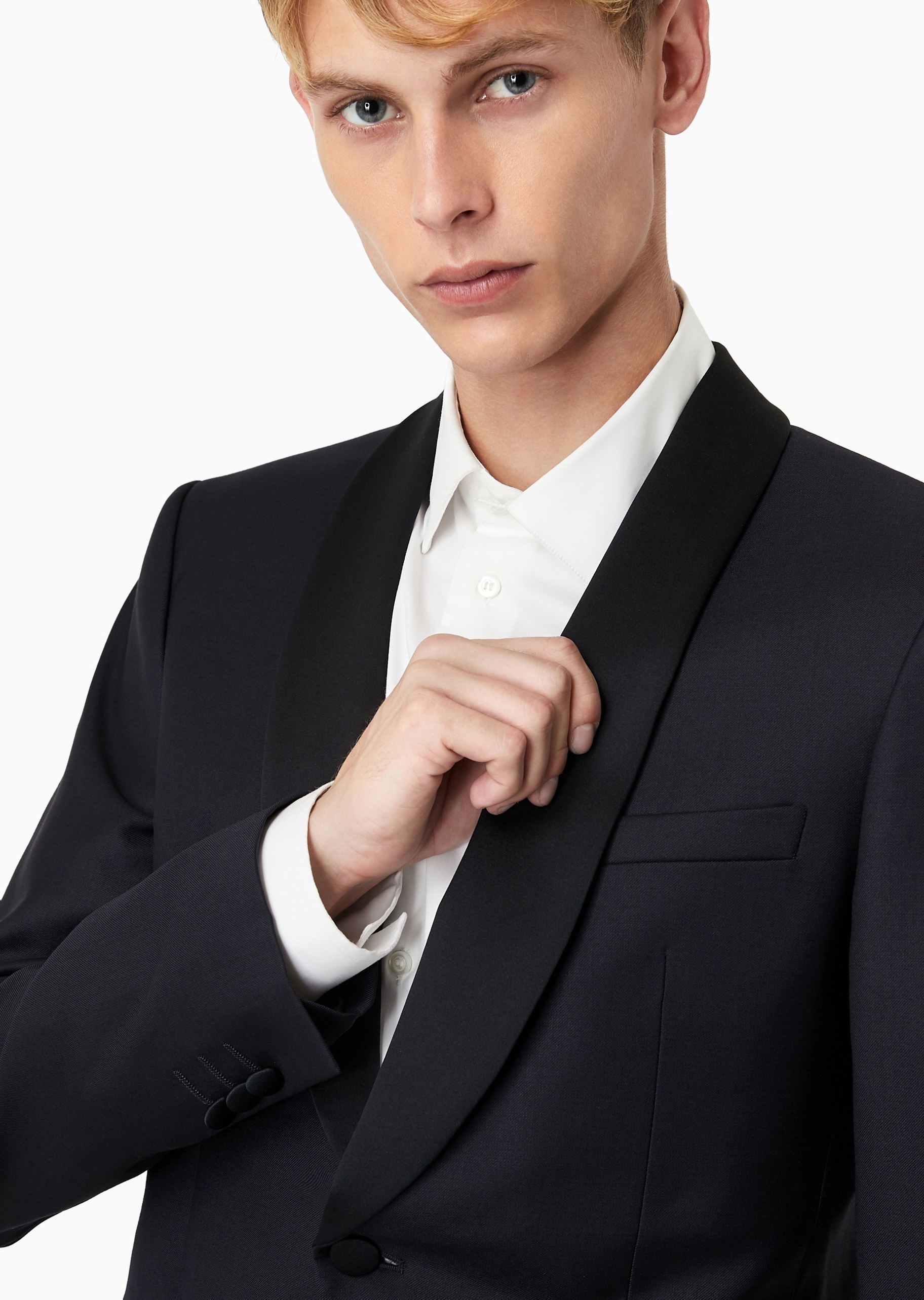 Emporio Armani 男士全绵羊毛合身长袖青果领西装外套