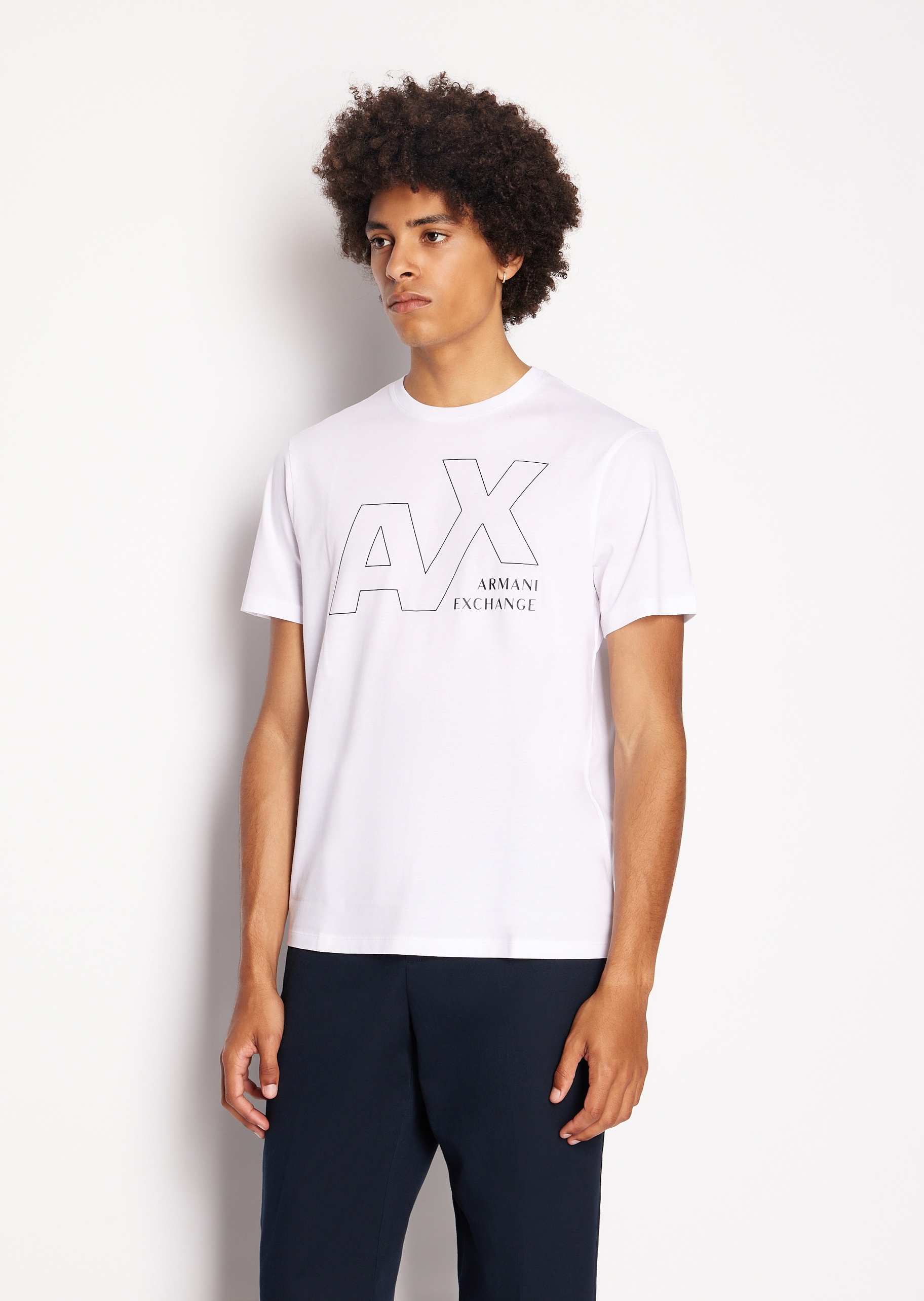 ARMANI EXCHANGE 男士圆领合身丝光全棉T恤