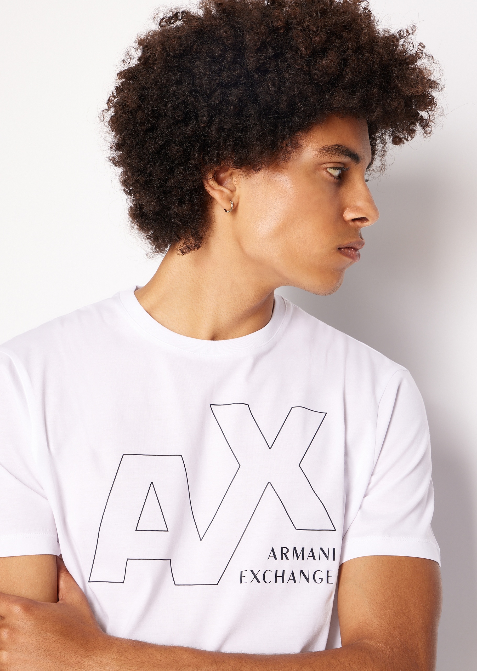 ARMANI EXCHANGE 男士圆领合身丝光全棉T恤