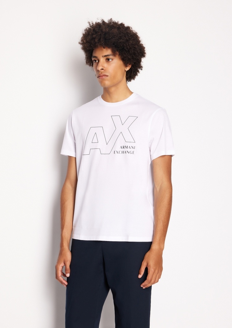 ARMANI EXCHANGE 男士圆领合身丝光全棉T恤