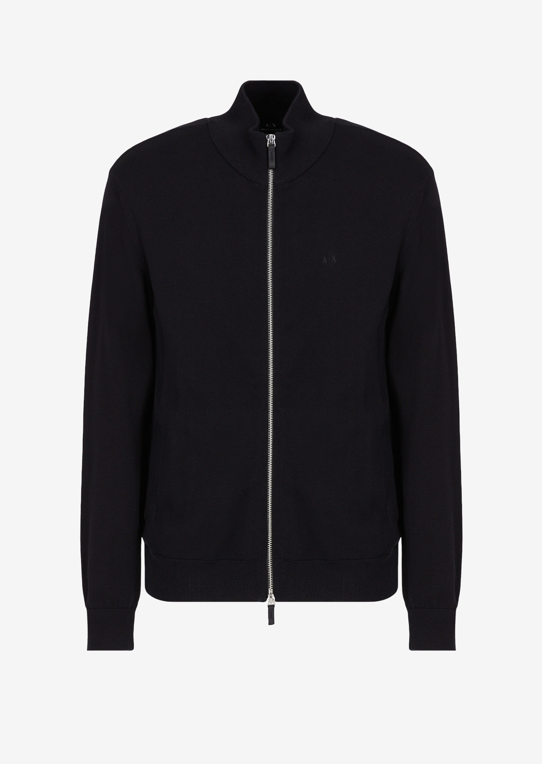 ARMANI EXCHANGE 男士纯色全棉立领针织开衫