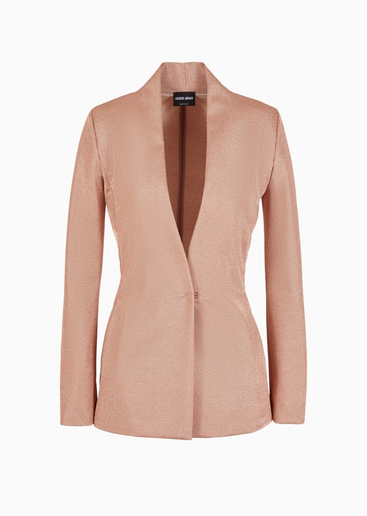Giorgio Armani 女士合身长袖V领单排扣纯色西装外套