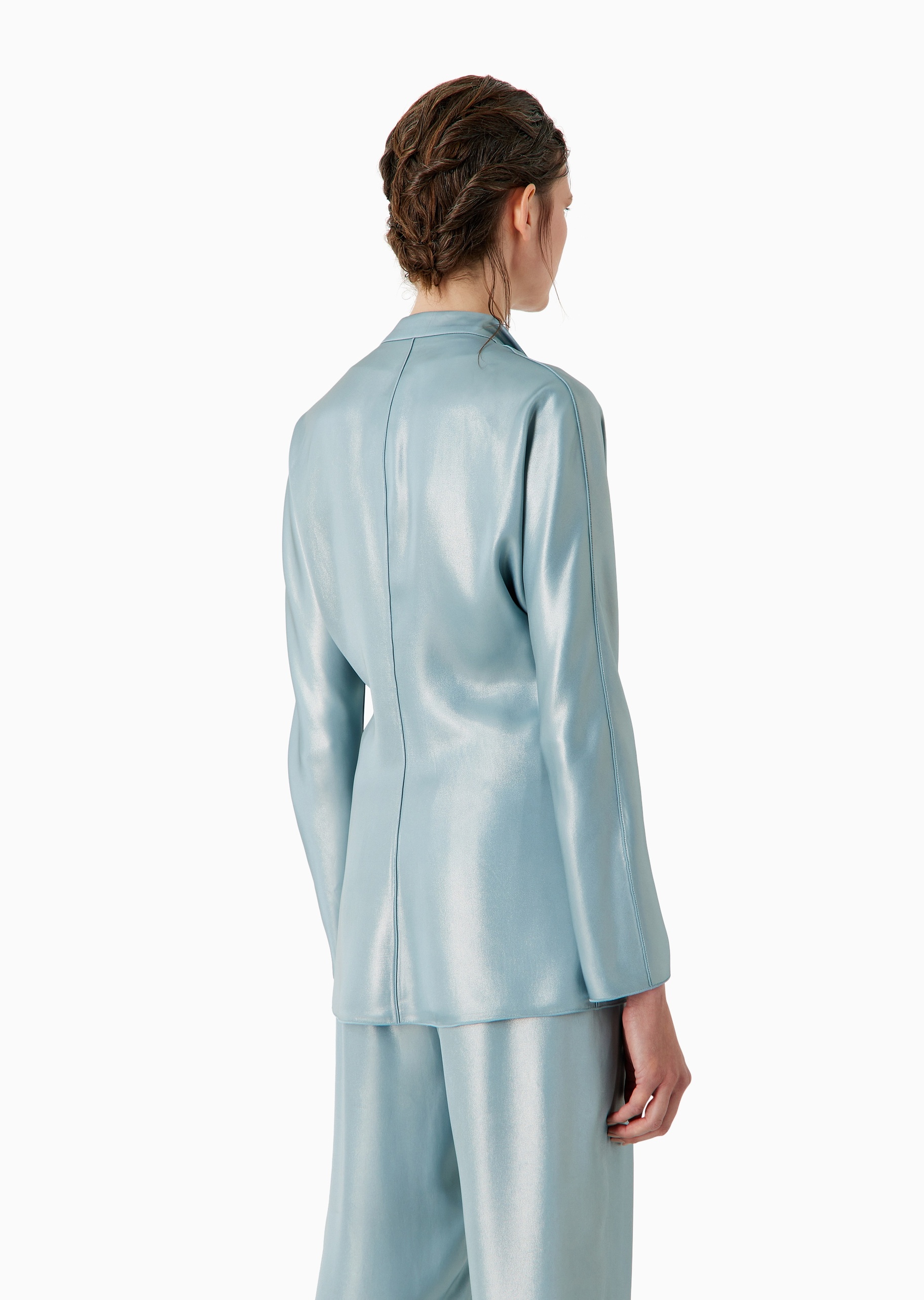 Giorgio Armani 女士人造棉合身长袖戗驳领双排扣西装外套