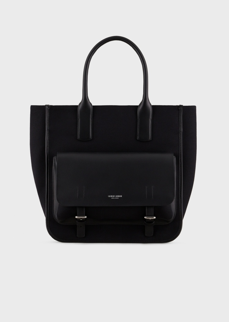 Giorgio Armani 帆布皮革手提托特包