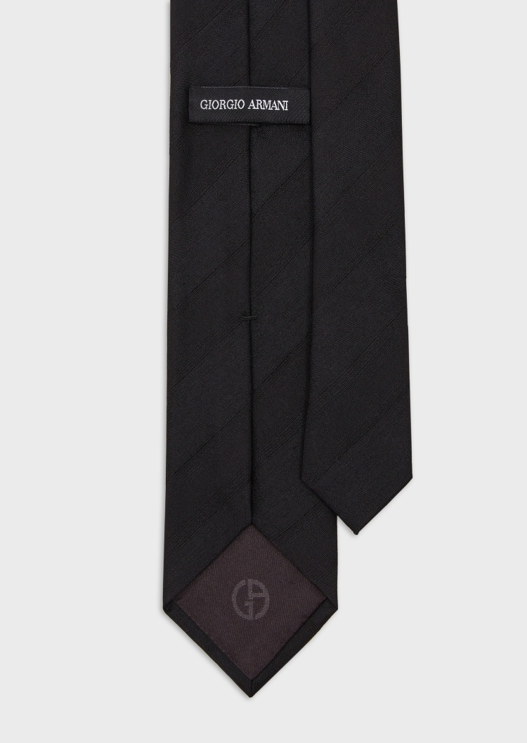 Giorgio Armani 男士休闲商务箭头型绵羊毛宽斜条纹领带