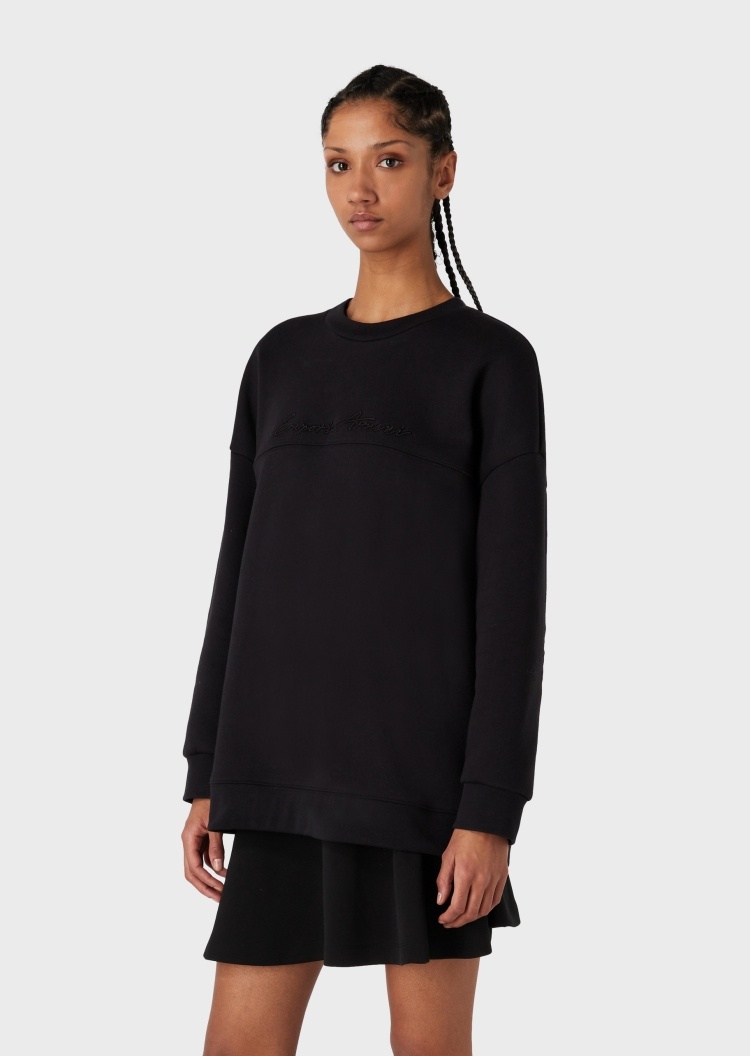 Emporio Armani 绣标廓型针织加绒卫衣