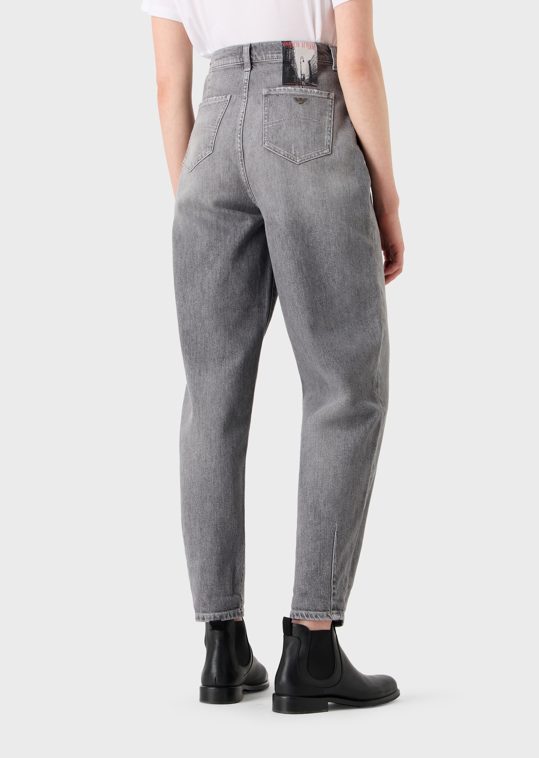 Emporio Armani 女士锥形高腰九分牛仔裤