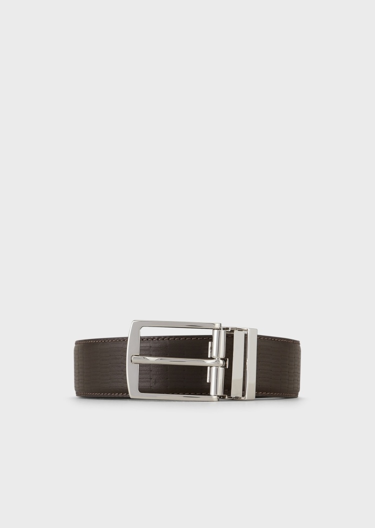 Giorgio Armani 男士商务压纹牛皮革双面两用时尚腰带