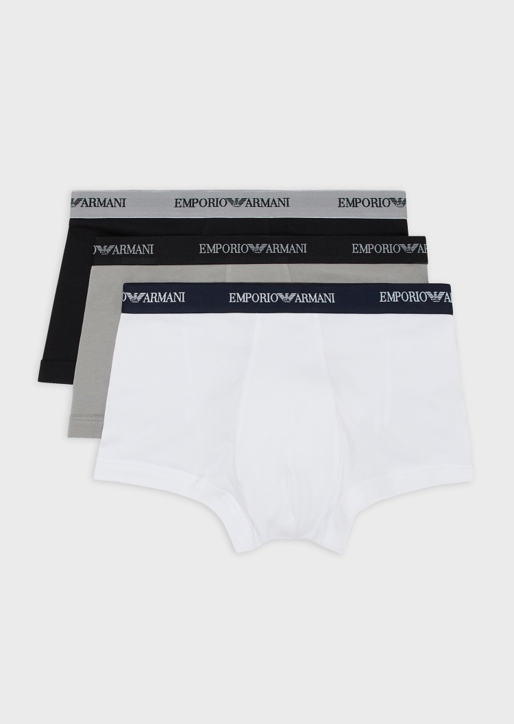 Emporio Armani 男士纯棉合身平角三条装内裤套装