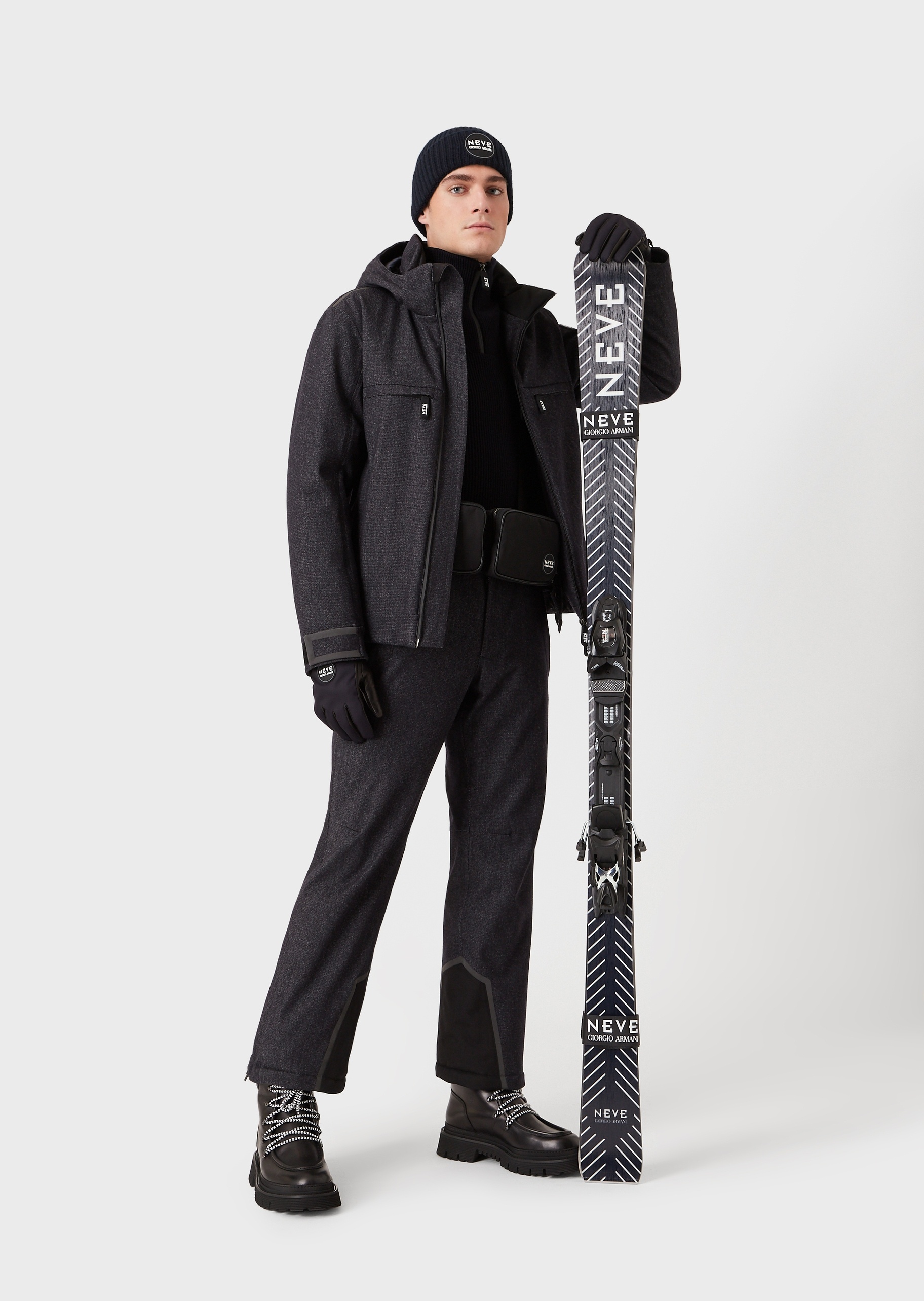 Giorgio Armani NEVE男士纯绵羊毛长款微喇滑雪休闲裤