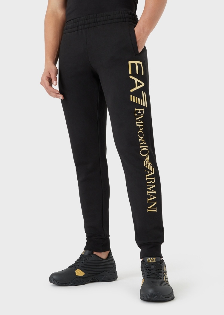 EA7 男士棉质修身长款束脚松紧裤腰运动卫裤