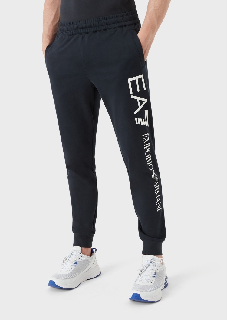 EA7 男士全棉修身长款束脚印花健身训练卫裤