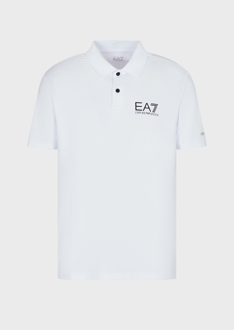 EA7 男士合身短袖翻领网球POLO衫