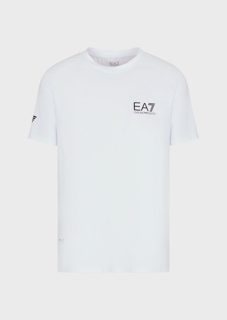 EA7 男士网眼插肩短袖网球T恤