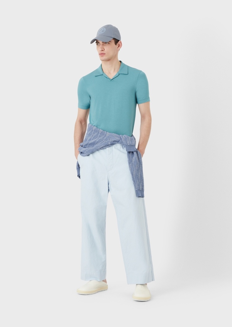 Giorgio Armani 休闲短袖无扣POLO衫