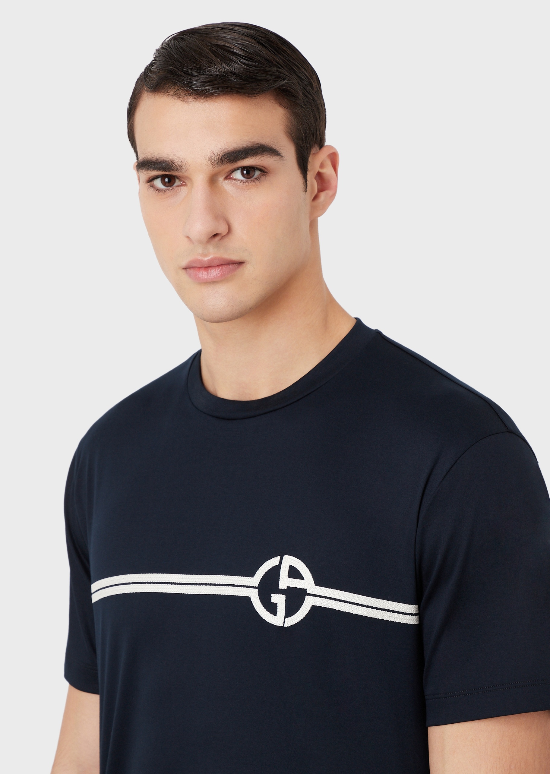 Giorgio Armani 双线刺绣棉质T恤