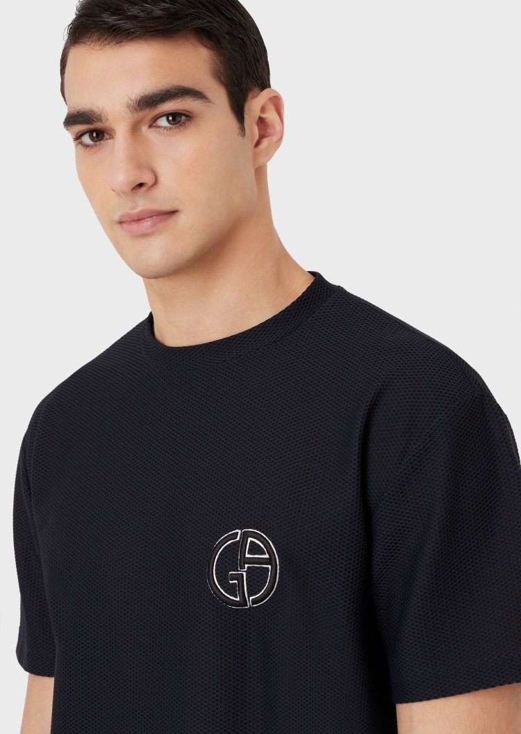 Giorgio Armani 刺绣标识网面T恤
