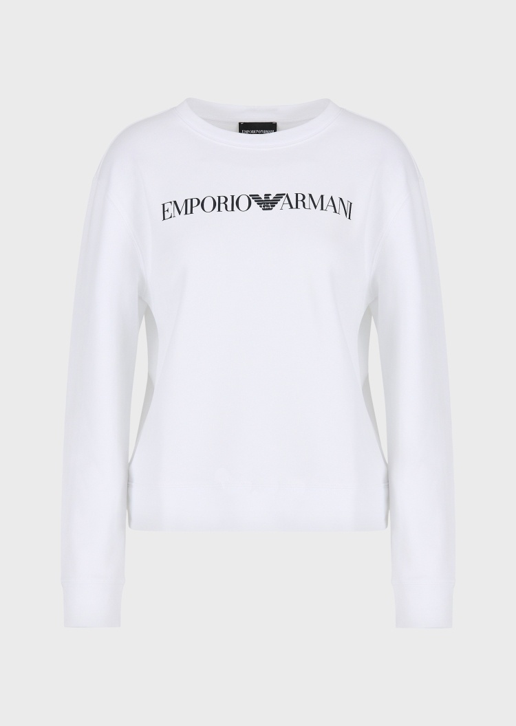 Emporio Armani 标识棉质圆领长袖卫衣