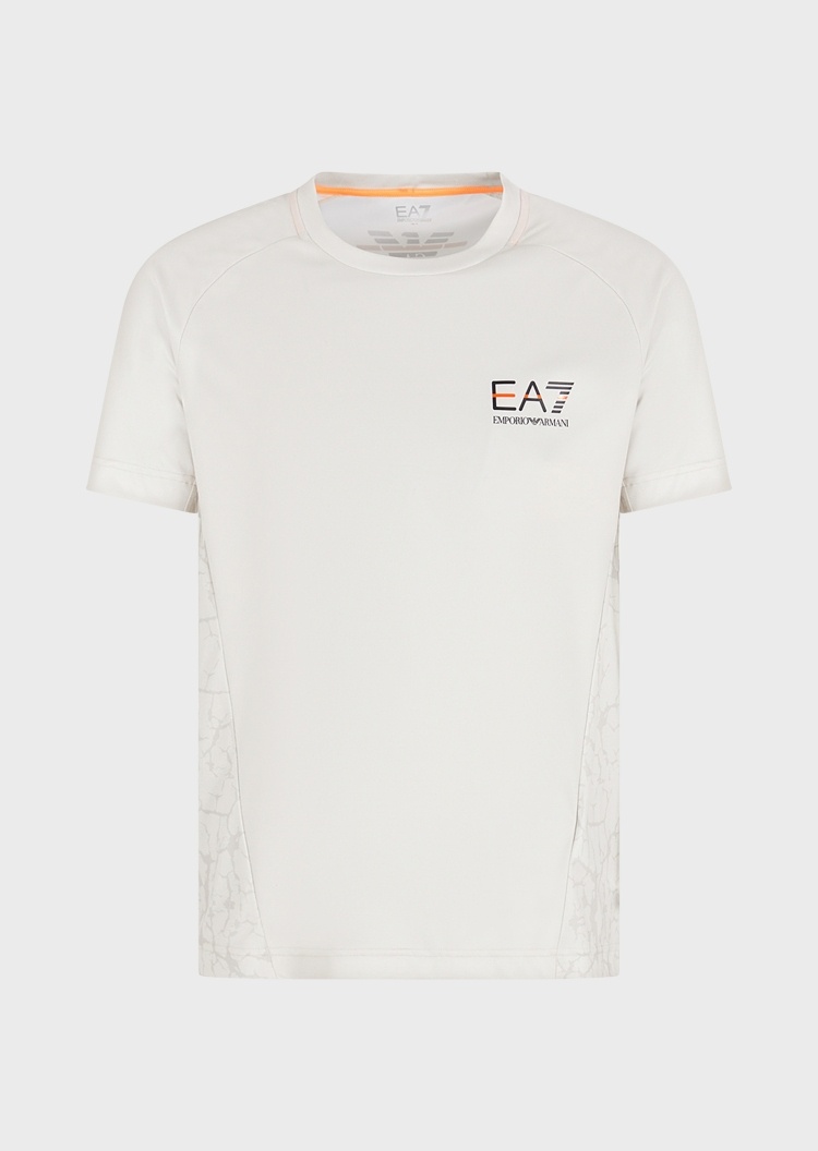 EA7 印花拼接运动圆领T恤