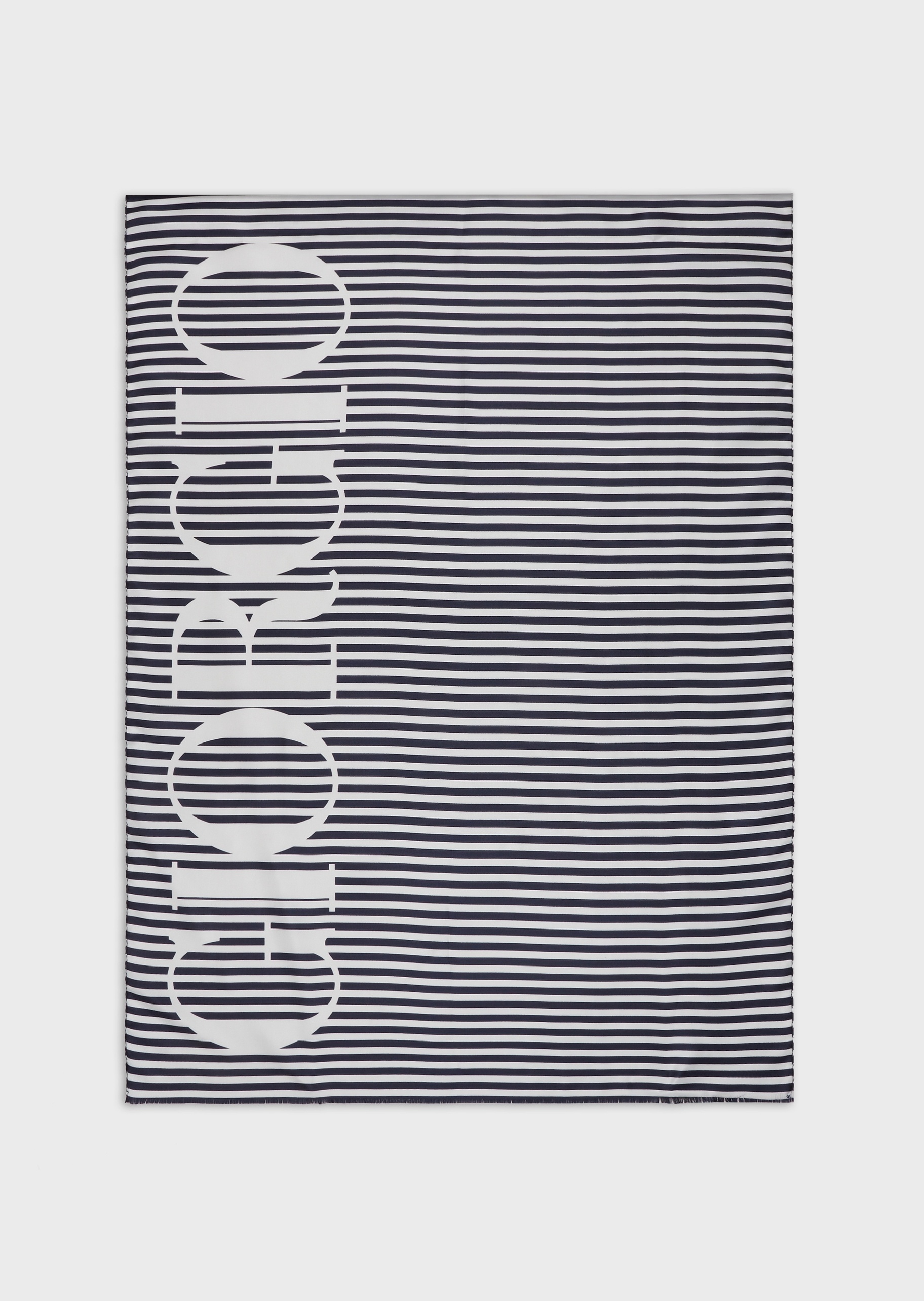 Giorgio Armani 水平条纹真丝围巾