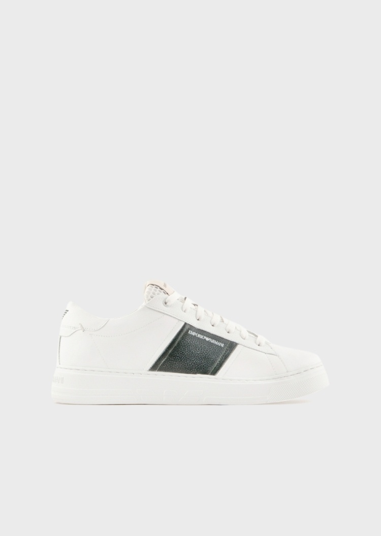 Emporio Armani 拼色皮革休闲运动鞋