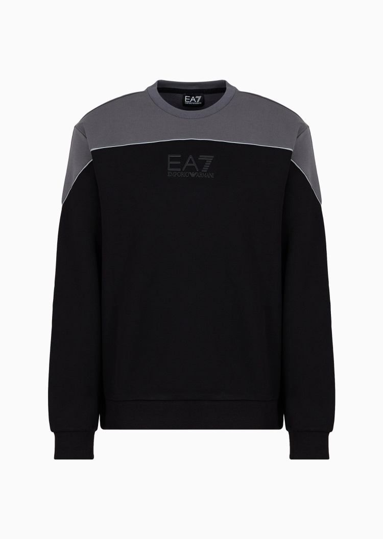 EA7 男士潮流大廓型印花棉质宽松拼色运动卫衣
