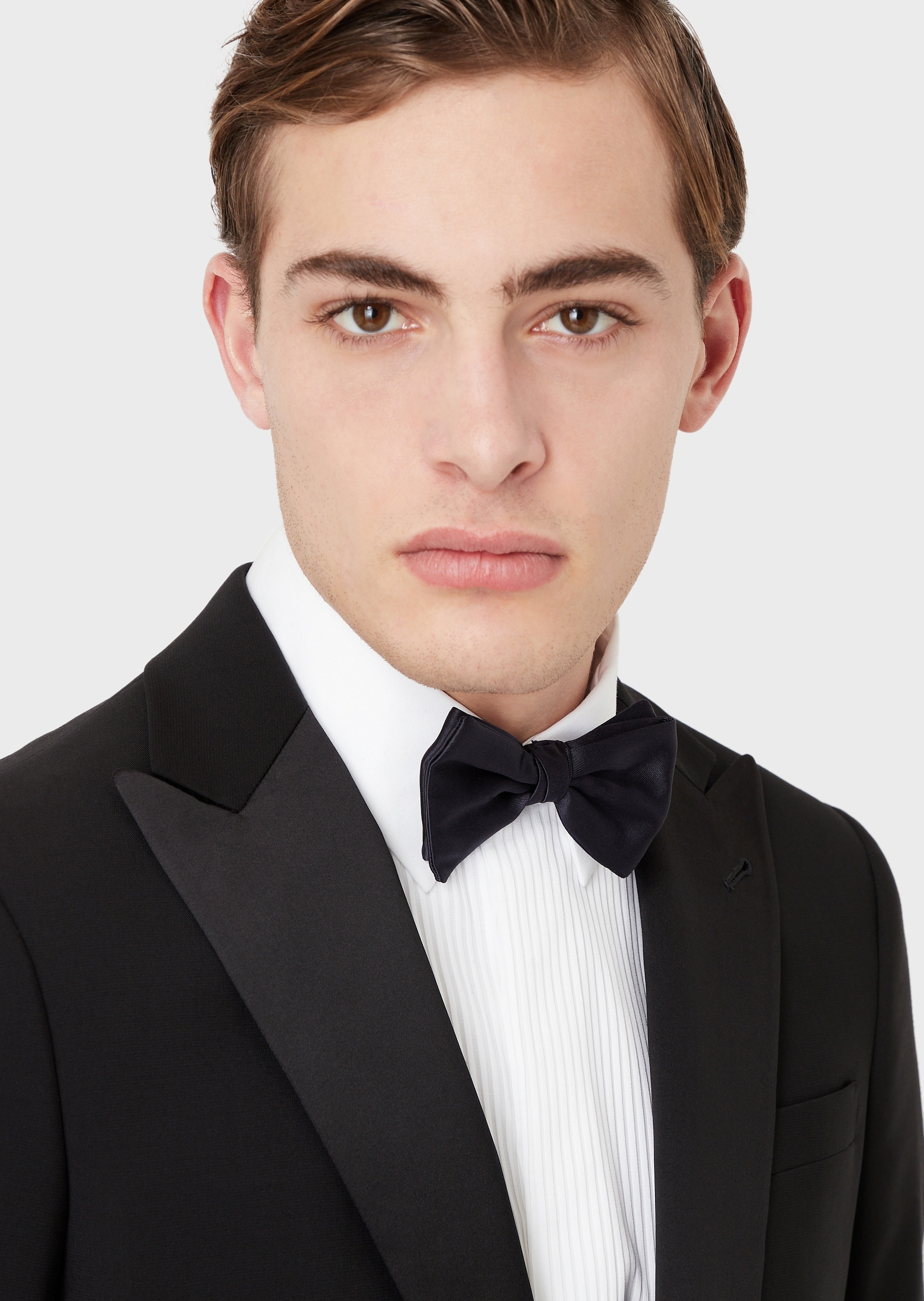 Giorgio Armani 男士商务可调节纯色桑蚕丝蝴蝶结缎面领结
