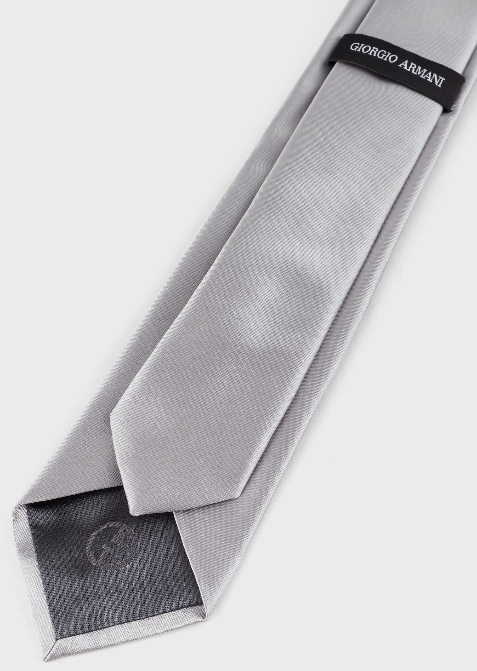 Giorgio Armani 男士复古简约箭头型桑蚕丝纯色商务领带