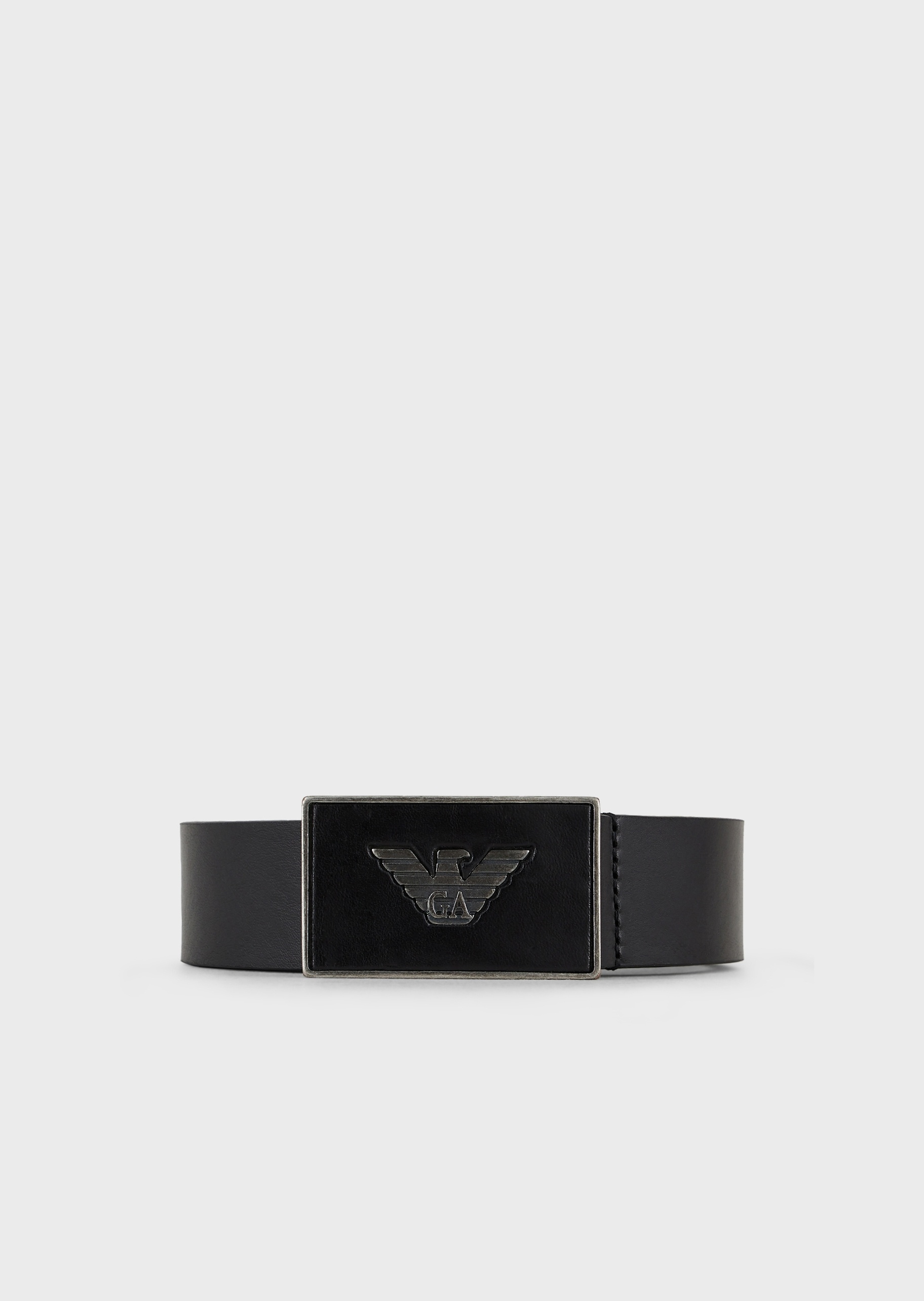 Emporio Armani 男士鹰标LOGO搭扣皮革腰带