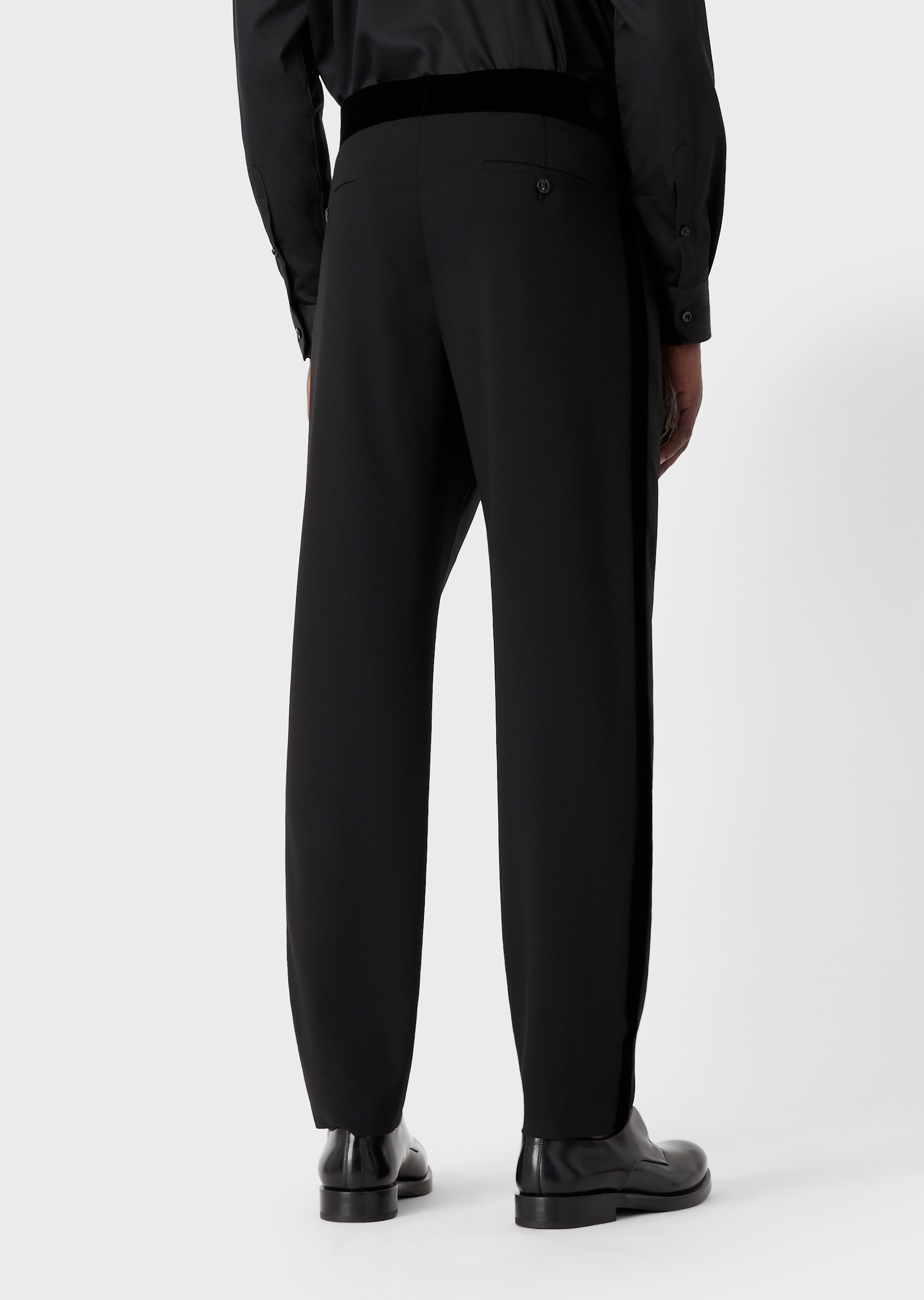 Giorgio Armani 男士全绵羊毛合身长款直筒晚礼服休闲裤