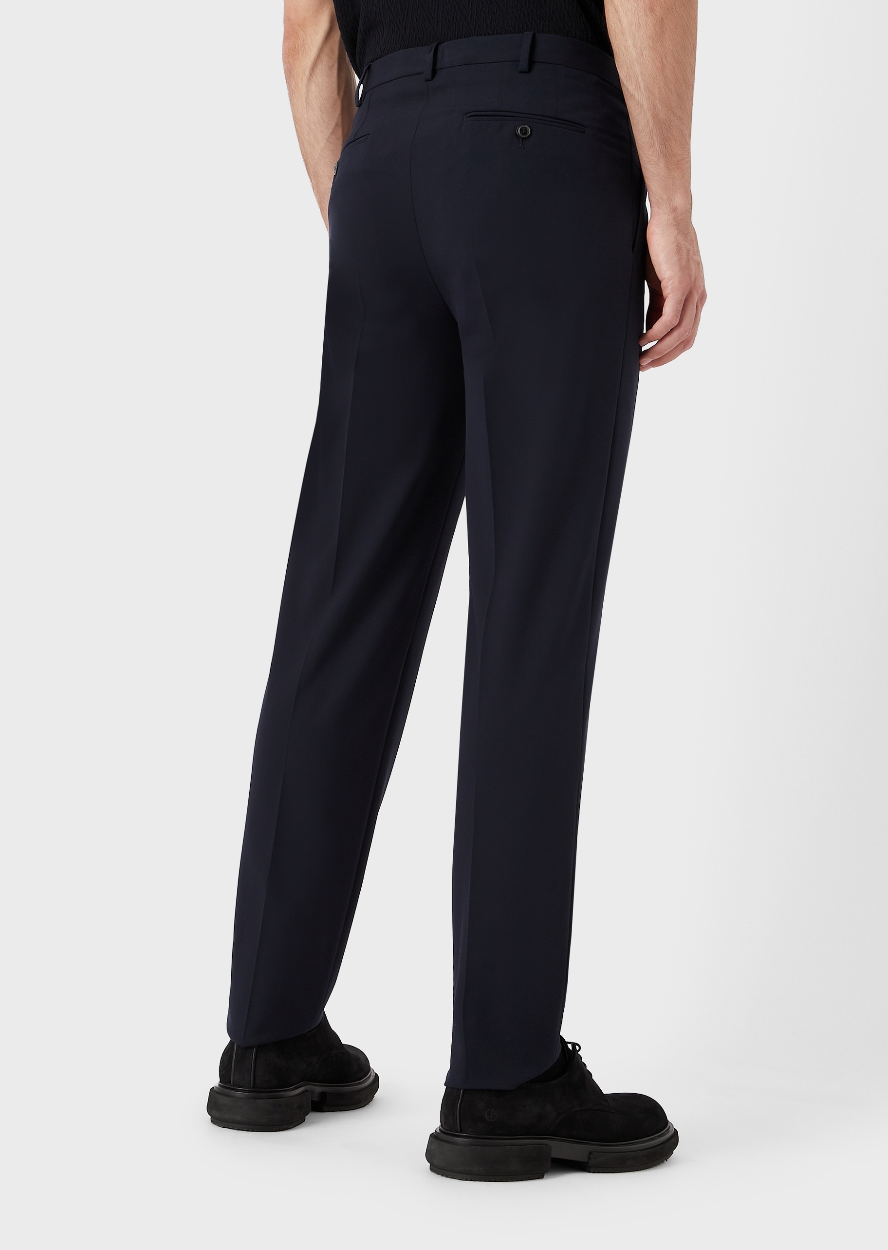 Giorgio Armani 男士商务正装纯色双褶裥直筒休闲西裤