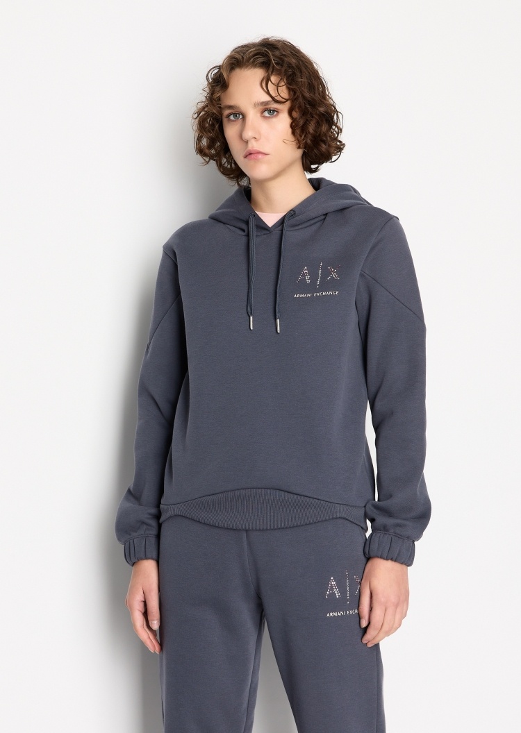 ARMANI EXCHANGE 女士抽绳连帽合身棉质卫衣