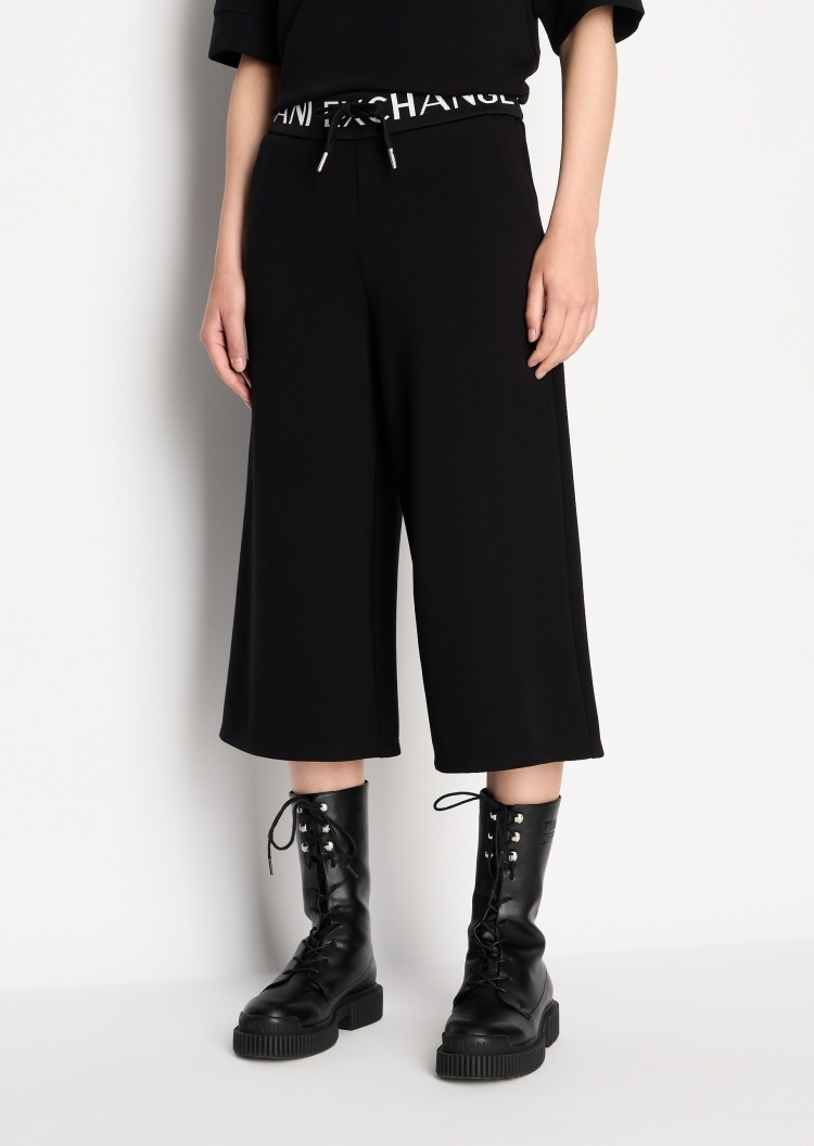 ARMANI EXCHANGE 女士字母腰带七分阔腿卫裤