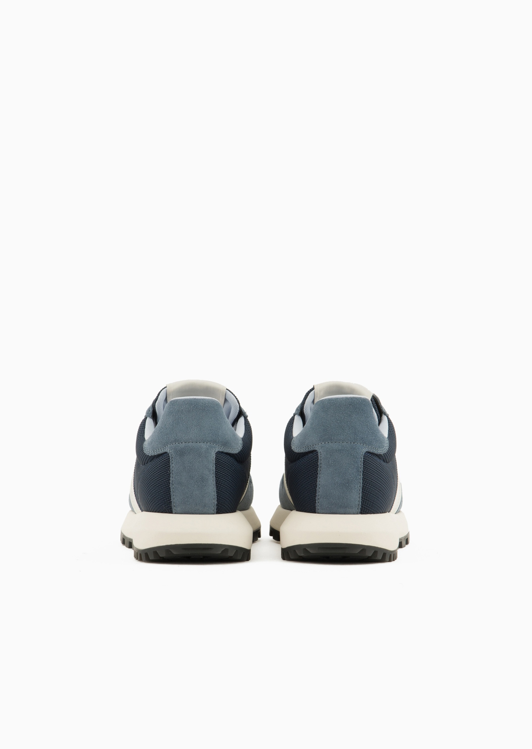 Emporio Armani 男士网面系带低帮绒面拼接休闲运动鞋