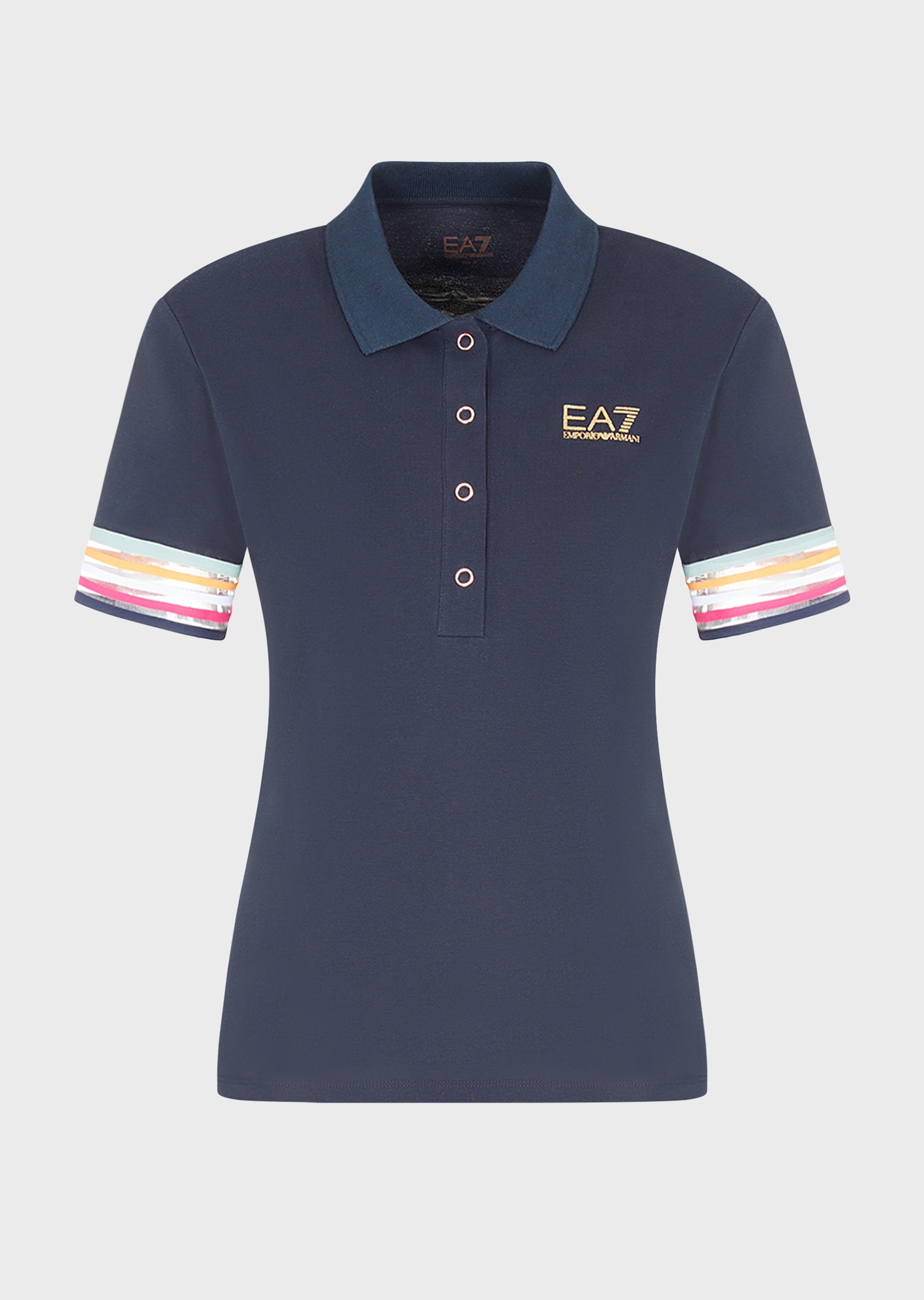 EA7 多色条纹按扣Polo衫