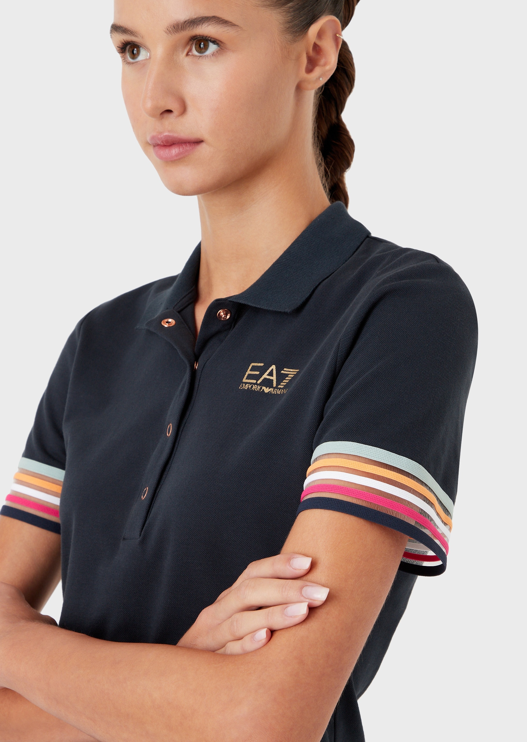 EA7 多色条纹按扣POLO衫
