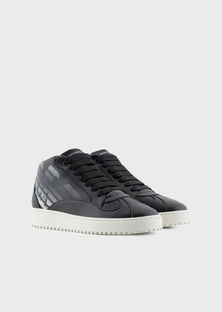 Emporio Armani 男士大鹰标印花中帮运动鞋