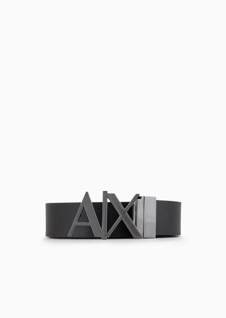 ARMANI EXCHANGE 男士镂空LOGO带扣双面两用扳扣腰带