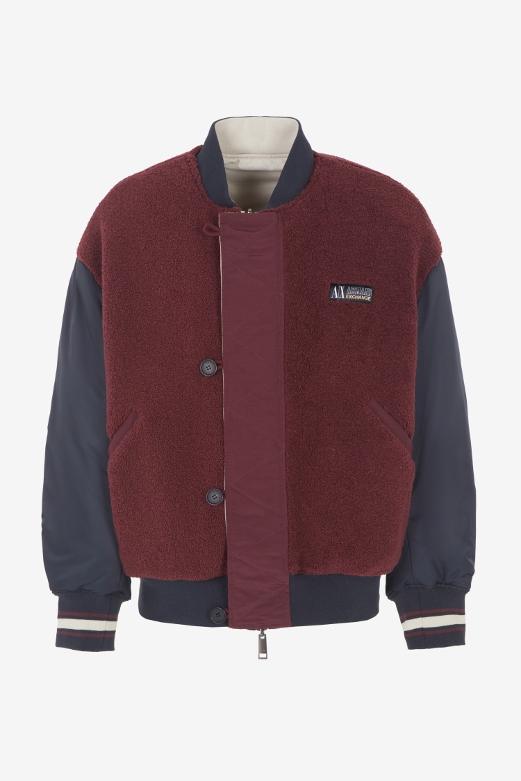 ARMANI EXCHANGE 男士休闲宽松棒球领双面两穿拼色棉服