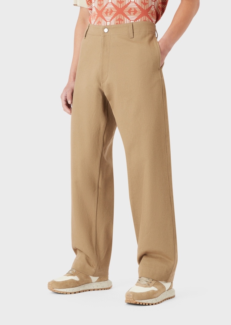 Emporio Armani 简约直筒棉质休闲裤