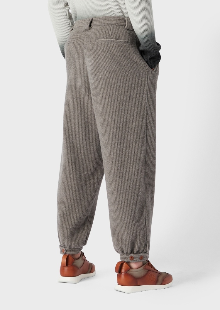 Giorgio Armani 细条纹单褶宽松休闲裤