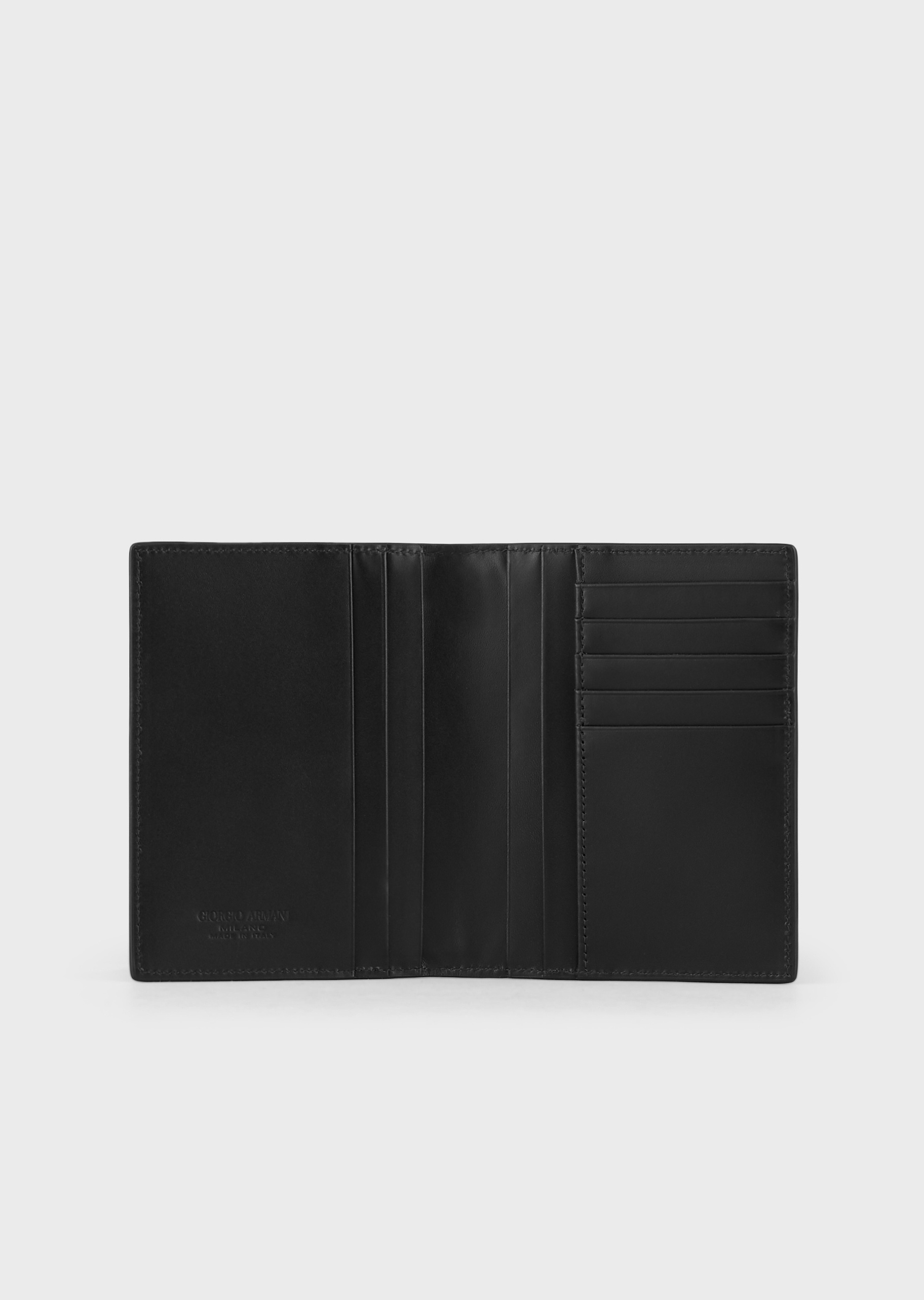 Giorgio Armani 男士犊牛皮革对折矩形多卡位编织手拿护照夹