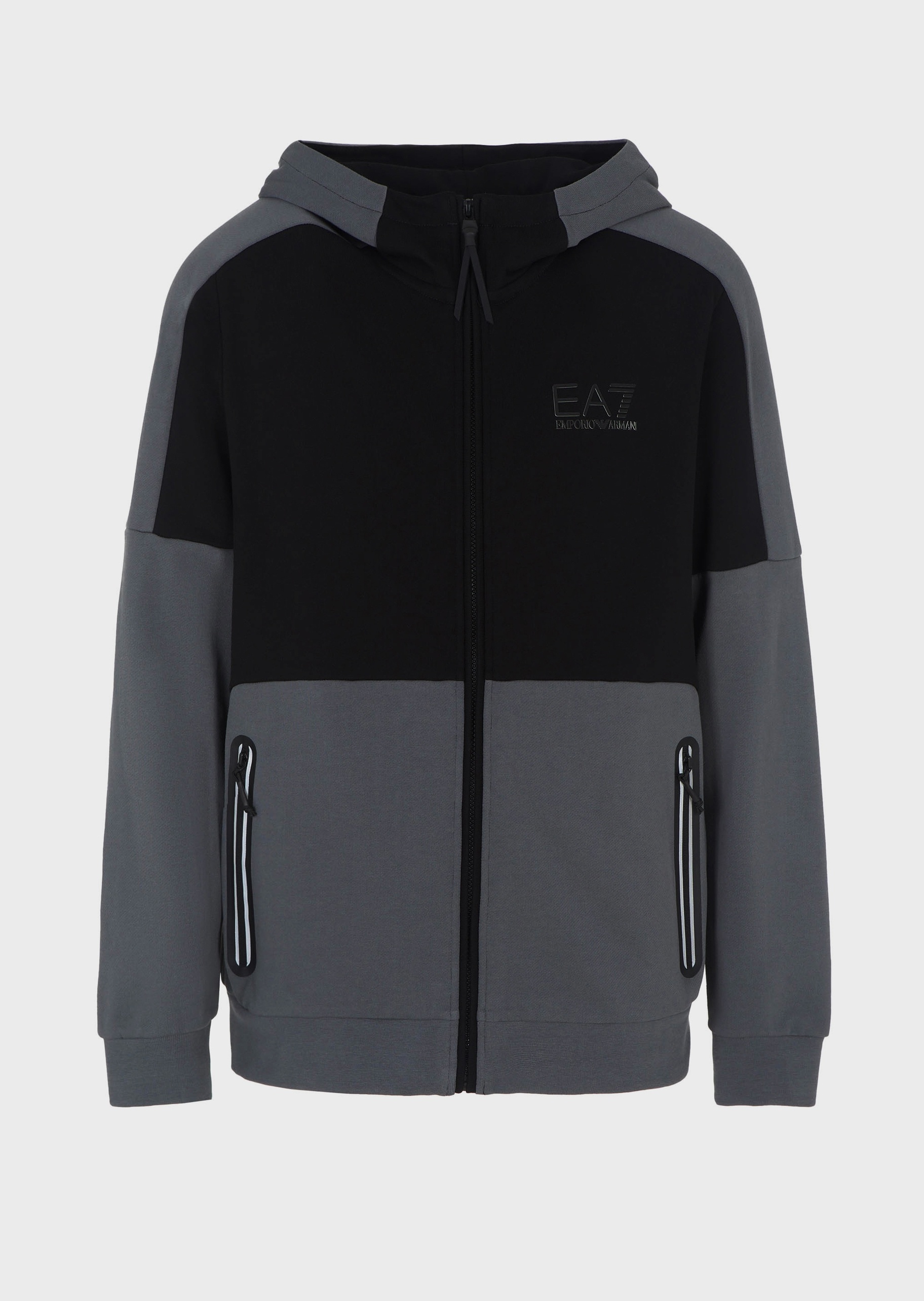 EA7 男士全棉合身长袖连帽落肩健身训练卫衣外套