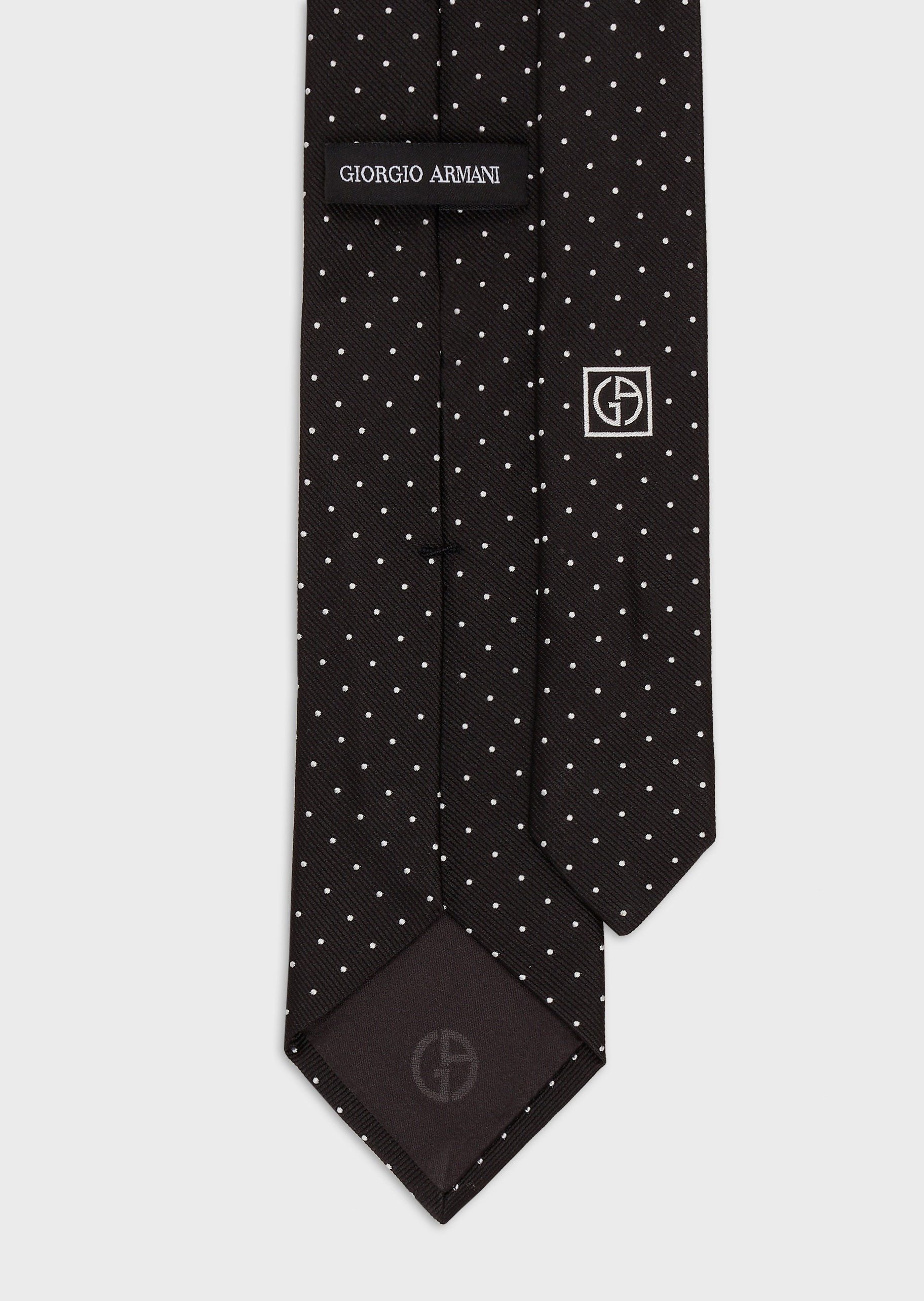 Giorgio Armani 男士桑蚕丝箭头型亮色波点提花领带