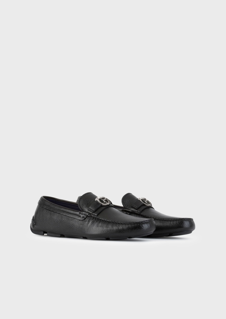 Giorgio Armani 男士鹿皮革一脚蹬经典休闲乐福鞋