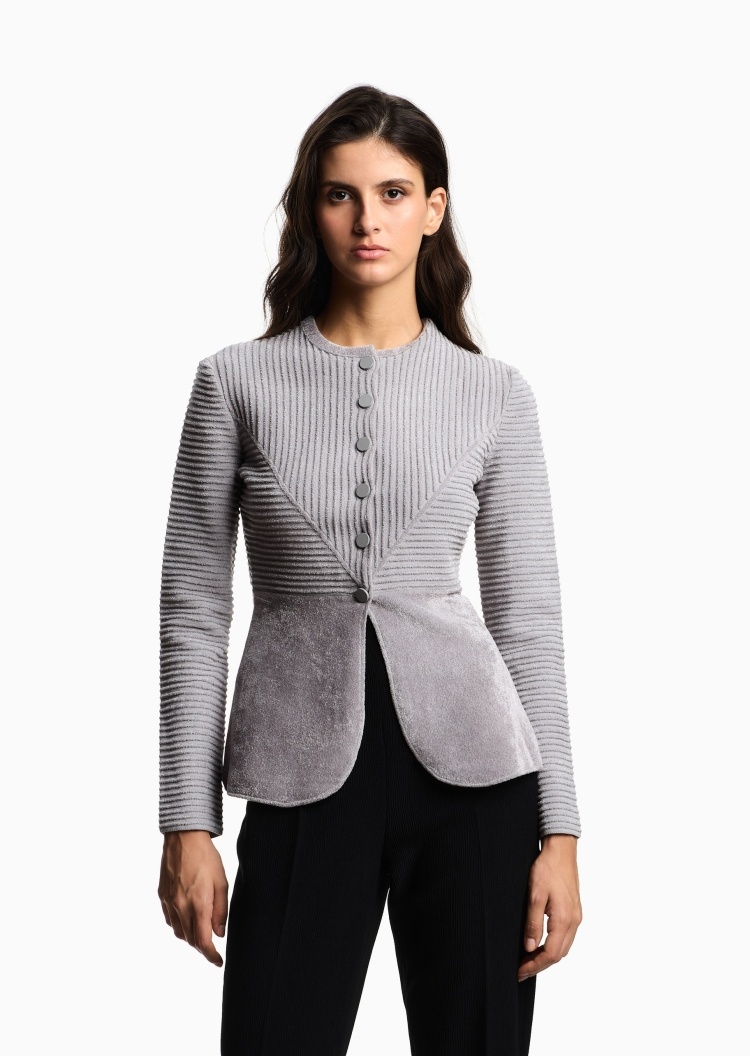 Emporio Armani 女士长袖圆领楼梯布商务休闲西装外套